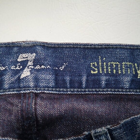 7 For All Mankind Slimmy Men's Size 30 Straight Leg Medium Wash Blue Jeans - Picture 3 of 16
